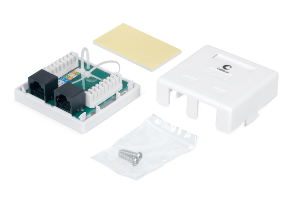 Фото Cabeus WS-8P8C-Cat.6-2 Розетка компьютерная RJ-45(8P8C), категория 6, двойная, внешняя, Dual IDC