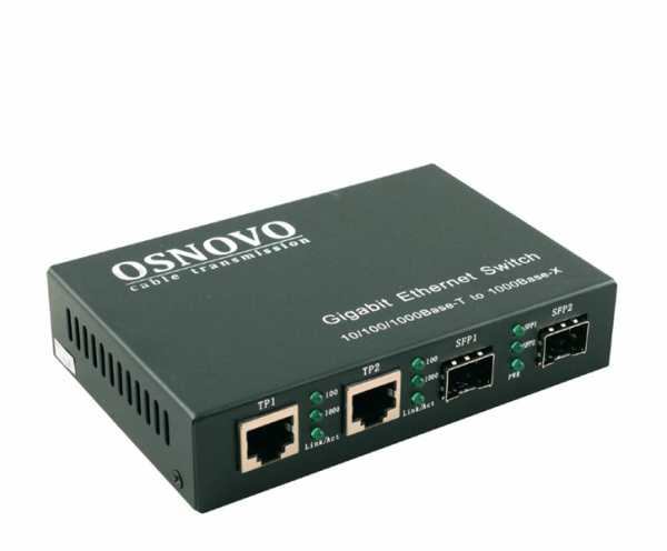 OSNOVO SW-70202 Неуправляемый коммутатор Gigabit Ethernet на 4 порта. Порты: 2 x GE (10/100/1000Base-T), 2 x GE SFP (1000Base-FX). В комплекте БП DC5V(2A). Размеры (ШхВхГ): 145x27х85 мм. Рабочая темпе
