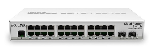 Фото MikroTik Cloud Router Switch 326-24G-2S+IN with 800 MHz CPU, 512MB RAM, 24xGigabit LAN, 2xSFP+ cages, RouterOS L5 or SwitchOS (dual boot), desktop case, PSU