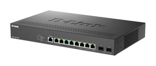 Фото D-Link Управляемый L2 PoE-коммутатор, 8x2.5GBase-T PoE, 2x10GBase-X SFP+, PoE-бюджет 240 Вт, защита от статического электричества до 6 кВ, CLI, консольный порт RJ-45