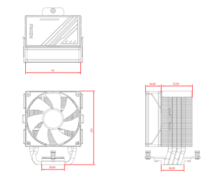 Фото ID-COOLING FROZN A400 ARGB LGA1700/1200/115X/AM5/AM4 (15шт/кор, TDP 180W, PWM, 4 тепл.трубки прямого контакта, ARGB FAN 92mm) RET