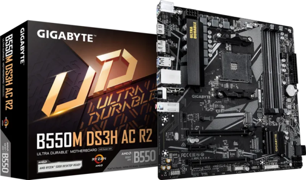 GIGABYTE B550M DS3H AC R2, AM4, B550, 4*DDR4, 4*SATA, 2*M.2, 4*USB 3.2, 2*USB 2.0, 2*PCIx16, 1*PCIx1, HDMI+DP, mATX