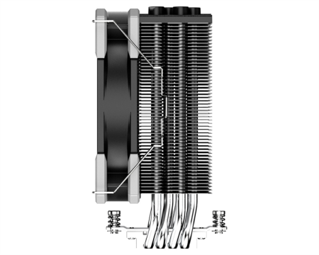 Фото ID-COOLING SE-214-XT BASIC LGA1700/1200/115X/AM4 (16шт/кор, TDP 180W, PWM, 4 тепл.трубки прямого контакта, FAN 120mm) RET