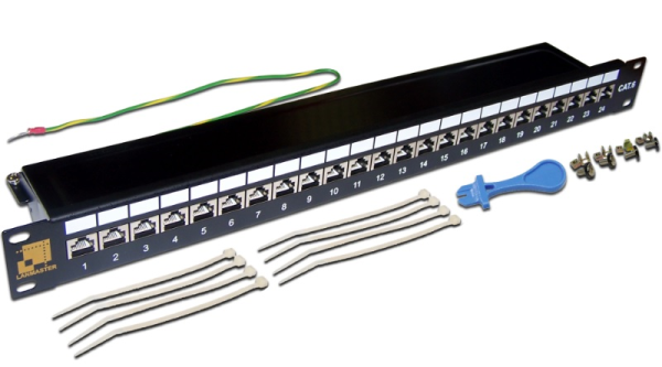 Патч-панель 19, 24 порта RJ45, экранированная, кат.6, 1U