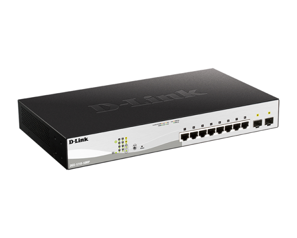 Фото D-Link PROJ Настраиваемый L2 PoE-коммутатор, 8x1000Base-T PoE, 2х1000Base-X SFP, PoE-бюджет 130 Вт, упрощенный интерфейс CLI