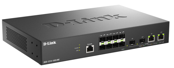 Фото D-Link Управляемый L2 коммутатор, 8x1000Base-X SFP, 2xCombo 10GBase-T/SFP+, защита от статического электричества до 6 кВ, CLI, консольный порт RJ-45, RPS, поддержка Dying Gasp