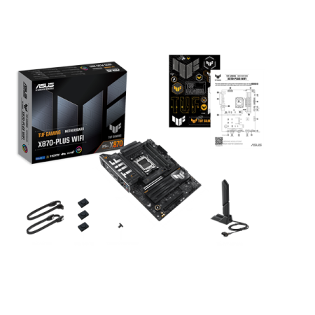 Фото ASUS TUF GAMING X870-PLUS WIFI, AM5, X870, 4*DDR5, 2*SATA, 4*M.2, 1*USB 2.0, 7*USB 3.2, 2*USB4, 2*Type-C, 3*PCIx16, HDMI, ATX; 90MB1IU0-M0EAY0