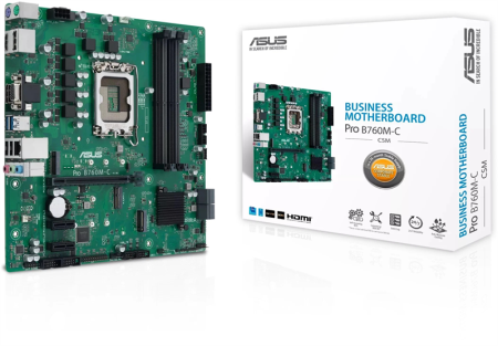 Фото ASUS PRO B760M-C-CSM, LGA1700, B760, 4*DDR5, 4*SATA, 2*M.2, 2*USB 3.2, 2*USB 2.0, 1*PCIx16, 2*PCIx1, 2*DP+HDMI+VGA, mATX; 90MB1DX0-M1EAYC