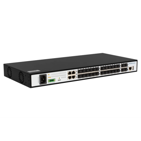 Фото SNR Управляемый коммутатор уровня 2+, 20 портов 100/1000Base-X SFP, 4 порта Combo 10/100/1000Base-T|100/1000Base-X SFP, 4 порта 1/10G SFP+, встроенный БП ~220V AC, разъем для АКБ 12V с возможностью за