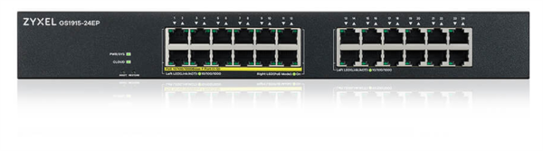 Фото Smart L2 PoE+ Zyxel NebulaFlex GS1915-24EP, rack 19", 24xGE (12xPoE+), бюджет PoE 130 Вт