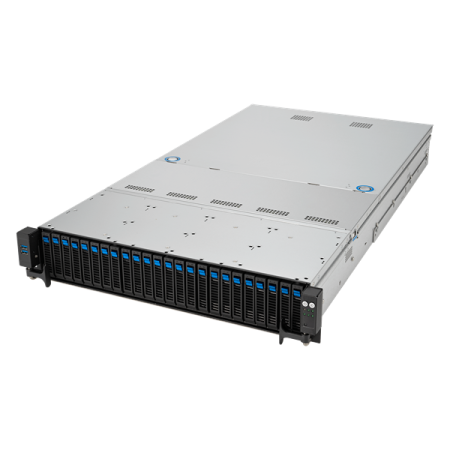 Фото ASUS RS521A-E12-RS24U: 2U, 1x AMD EPYC 9005 SP5, 24x DDR5 RDIMM, 16x NVMe + 8 SATA/SAS, 2x 2.5 rear SATA hot-swap, OCP 3.0, up to 2x dual-slot GPU, 2x 2000W PSU