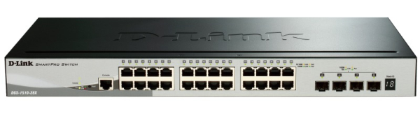 Фото D-Link PROJ Настраиваемый L2+ стекируемый коммутатор, 24x1000Base-T, 4x10GBase-X SFP+, CLI, консольный порт RJ-45