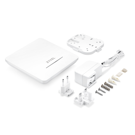Фото Zyxel NebulaFlex NWA50BE PRO, Wi-Fi 7 (BE6500), MU-MIMO 2x2+2x2, 1xLAN 2.5GE, без поддержки 802.1x и Captive portal, БП в комплекте