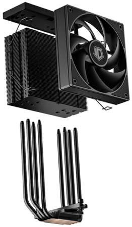 Фото ID-COOLING FROZN A410 TD LGA1851/1700/1200/115X/AM5/AM4 (10шт/кор, TDP 220W, PWM, 4 тепл.трубки прямого контакта, FAN 120mm, черный) RET