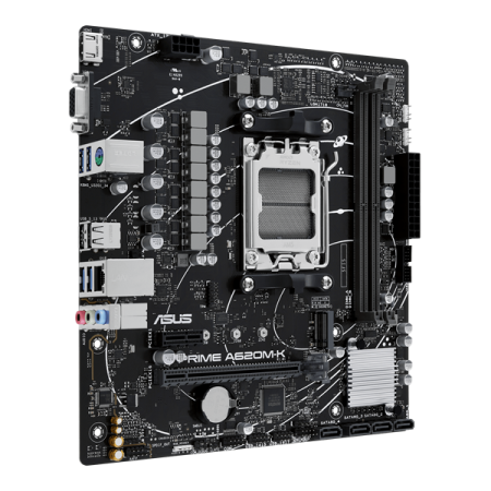 Фото ASUS PRIME A620M-K, AM5, A620, 2*DDR5, 4*SATA, 1*M.2, 4*USB 3.2, 2*USB 2.0, PCIx16, 1*PCIx1, VGA+HDMI, mATX; 90MB1F40-M0EAY0