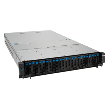 Фото ASUS RS521A-E12-RS24U: 2U, 1x AMD EPYC 9005 SP5, 24x DDR5 RDIMM, 16x NVMe + 8 SATA/SAS, 2x 2.5 rear SATA hot-swap, OCP 3.0, up to 2x dual-slot GPU, 2x 2000W PSU