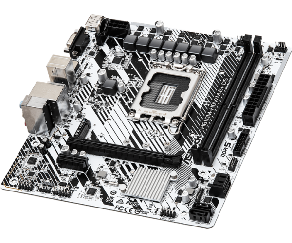Фото ASROCK H610M-HDV/M.2+ D5, LGA1700, H610, 2*DDR5, 4*SATA, 1*M.2, 1*USB 3.2, 4*USB 2.0, Type-C, 1*PCIx16, 1*PCIx1, HDMI+D-Sub,mATX