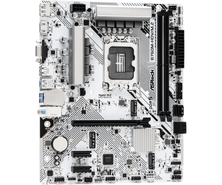 Фото ASROCK B760M-HDV/M.2, LGA1700, B760, 2*DDR5, 4*SATA, 2*M.2, 3*USB 3.2, 2*USB 2.0, Type-C, 1*PCIx16, 2*PCIx1, 1*M.2 (Key E), HDMI+DP+D-Sub, mATX