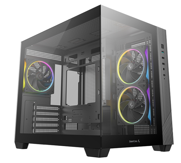 Deepcool CG330 3F без БП, боковое окно (панорама), 3x120mm ARGB PWM вентилятора, черный, mATX (R-CG330-BKNGM3-G)