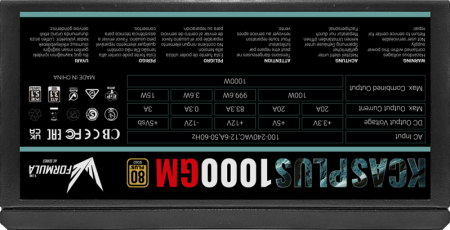 Фото Formula V Line KCAS PLUS 1000GM, 1000W, ATX3.1/PCIe5.1, APFC, 80+ Gold, 14cm Fan, Full Modular
