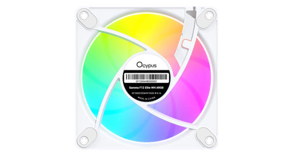 Фото Ocypus Gamma F12 Elite WH ARGB 3 IN 1, 120x120x25mm, 4-PIN PWM, 600-1800 RPM, 26 DBA MAX, HYDRO BEARING