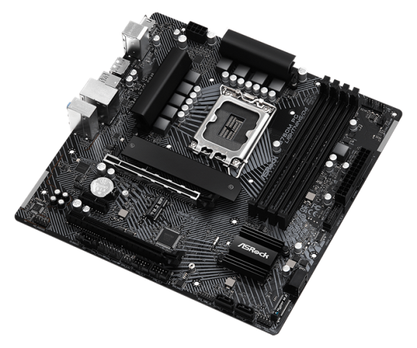 Фото ASROCK B760M PG LIGHTNING/D4, LGA1700, B760, 4*DDR4, 4*SATA, 3*M.2, 3*USB 3.2, 2*USB 2.0, Type-C, 2*PCIx16, 1*M.2 (Key E), HDMI+DP, mATX