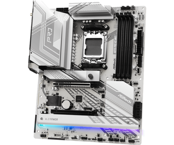Фото ASROCK X870 PRO RS WIFI, AM5, X870, 4*DDR5, 4*SATA, 3*M.2, 6*USB 2.0, 4*USB 3.2, Type-C, 2*PCIx16, 1*M.2 (Key E), HDMI, ATX
