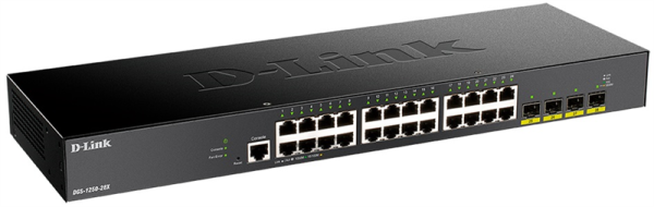 Фото D-Link Управляемый L2 коммутатор, 24x1000Base-T, 4х10GBase-X SFP+, CLI, консольный порт RJ-45