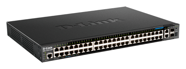 Фото D-Link PROJ Управляемый L3 стекируемый PoE-коммутатор, 44x1000Base-T PoE, 4x2.5GBase-T PoE, 2x10GBase-T, 2x10GBase-X SFP+, PoE-бюджет 370 Вт (740 Вт с DPS-700), CLI, консольный порт RJ-45, RPS