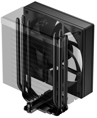 Фото ID-COOLING FROZN A410 TD LGA1851/1700/1200/115X/AM5/AM4 (10шт/кор, TDP 220W, PWM, 4 тепл.трубки прямого контакта, FAN 120mm, черный) RET