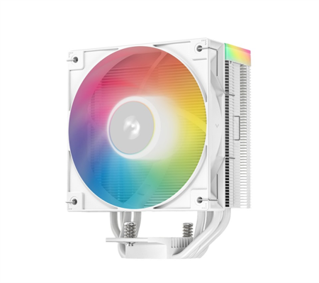 Фото DEEPCOOL AG400 WH ARGB V2 LGA1851/1700/1200/115X/AM5/AM4 (18шт/кор, TDP 220W, PWM, ARGB Fan 120mm, 4 тепл. трубки, белый) RET (R-AG400-WHAMMN-GJD)