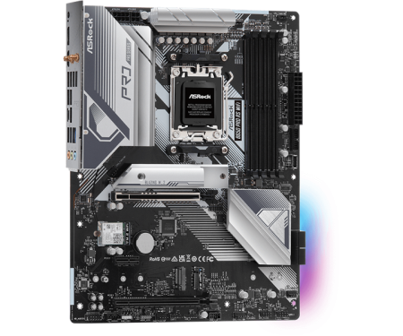 Фото ASROCK B650 PRO RS WIFI, AM5, B650, 4*DDR5, 4*SATA, 3*M.2, 3*USB 3.2, 6*USB 2.0, Type-C, 2*PCIx16, 1*PCIx1, 1*M.2 (Key E), HDMI+DP, ATX
