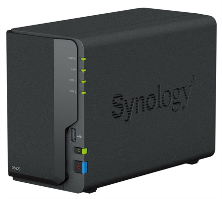Фото Synology QC 1,7GhzCPU/2Gb/RAID0,1/upto 2HP HDD SATA(3.5')/2xUSB3.2, 1xUSB2.0/1xGbE/iSCSI/2xIPcam(up to 20)/1xPS repl DS218 1YW