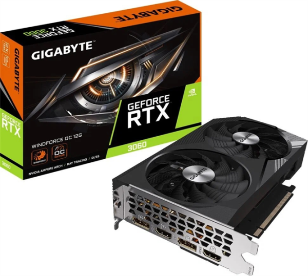 Фото GIGABYTE RTX3060 WINDFORCE OC 12GB//RTX3060, HDMI*2, DP*2, 12G,D6