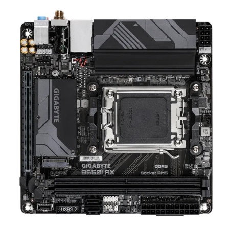 Фото GIGABYTE B650I AX, AM5, B650, 2*DDR5, 2*SATA, 1*M.2, 3*USB 3.2, 3*USB 2.0, 1*PCIx16, DP+HDMI, mITX