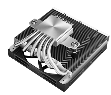 Фото DEEPCOOL AN600 LGA1700/1200/115X/AM5/AM4 низкопрофильный 67mm (18шт/кор, TDP 180W, PWM, White LED Fan 120mm, 6 тепл. трубок, Copper Base, черный) RET (R-AN600-BKNNMN-G)