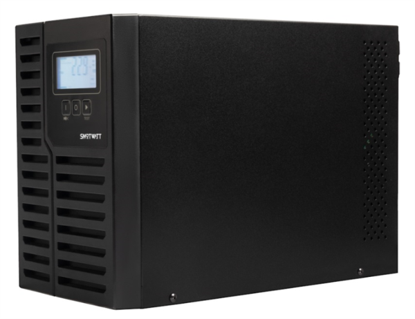 Фото SMARTWATT ИБП онлайн, чистый синус, мощность 1000/900 ВА/Вт, напольный, LCD дисплей, порт USB, RS232, EPO, SNMP слот, IEC13 - 8 шт., встроенные АКБ 2*9 Ач (3703020430001)