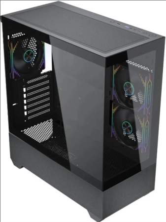 Фото Accord ACC-EL1B TG black w/o PSU ATX 2xUSB2.0 1xUSB3.1 audio bott PSU