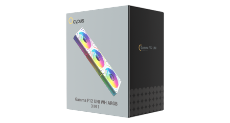 Фото Ocypus Gamma F12 UNI WH ARGB 3 IN 1, 3x120x120x25mm, 4-PIN PWM, 800-1800 RPM, 31 DBA MAX, HYDRO BEARING