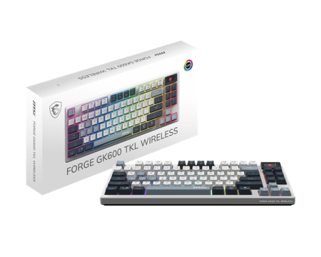 Фото Keyboard MSI FORGE GK600 TKL, Wireless, Mechanical Linear Switches, RGB LED, 4000mA/h, Sky