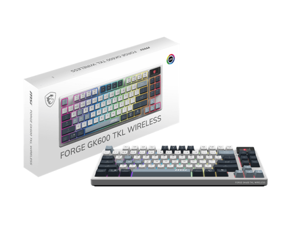 Фото Keyboard MSI FORGE GK600 TKL, Wireless, Mechanical Linear Switches, RGB LED, 4000mA/h, Sky