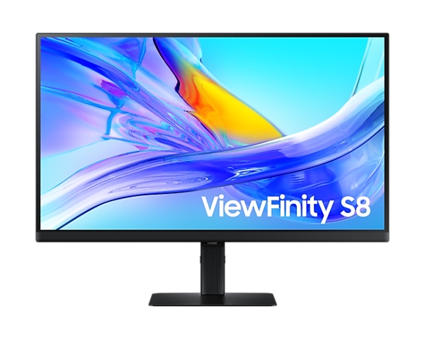 Samsung 27" ViewFinity S8 S27D804UAI IPS LED 16:9 3840x2160x60Hz 5ms 350cd 1000:1 178/178 1,07 млрд;HDR10;DP;HDMI;USB-C(90 Вт);USB3.0x3;RJ45;KVM Switch;Tilt; Swiv; HAS; Pivot; VESA; Black