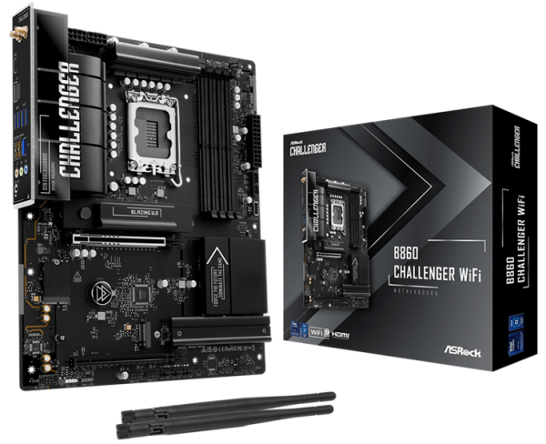 ASROCK B860 Challenger WiFi, LGA1851, B860, 4*DDR5, 4*SATA, 4*M.2, 4*USB 3.2, 2*USB 2.0, Type-C, 2*PCIx16, 1*M.2 (Key E), HDMI, ATX