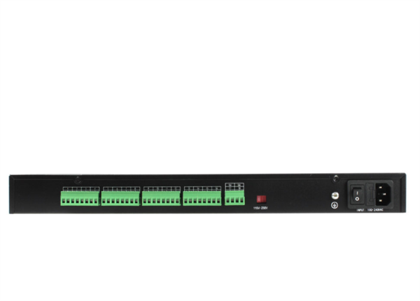 Фото OSNOVO PS18-12240/R Блок питания на 18 каналов, для монтажа в 19'' стойку 1U, DC 12V, 1,11А на канал(ток нагрузки до 2А, при одновременном использовании до 5 каналов), суммарно до 10А. Общая выходная