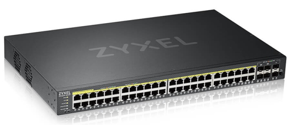 Фото L2 PoE+ Zyxel NebulaFlex Pro GS2220-50HP, rack 19", 44xGE PoE+, 4xCombo (SFP/RJ-45 PoE+), 2xSFP, бюджет PoE 375 Вт