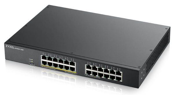 Фото Smart L2 PoE+ Zyxel GS1900-24EP, rack 19", 24xGE (12xPoE+), бюджет PoE 130 Вт