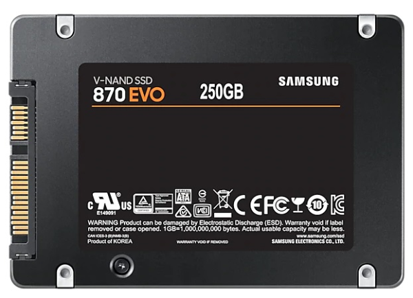 Фото SSD 2.5" 250Gb Samsung SATA III 870 EVO (R560/W530MB/s) (MZ-77E250BW) 1year
