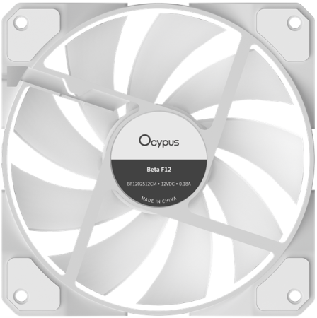 Фото Ocypus Beta F12 WH ARGB, 120x120x25mm, 4-PIN PWM, 800-1600 RPM, 29 DBA MAX, HYDRO BEARING