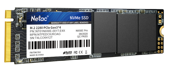 Фото Netac SSD N930E Pro 1TB PCIe 3 x4 M.2 2280 NVMe 3D NAND, R/W up to 2130/1720MB/s, IOPS(R4K) 250K/220K, TBW 600TB, 3y wty