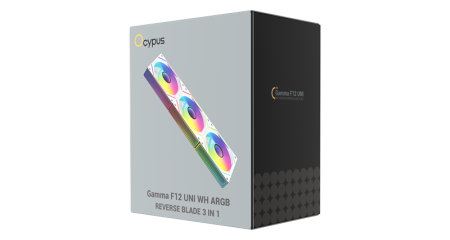 Фото Ocypus Gamma F12 UNI WH ARGB REVERSE BLADE 3 IN 1, 3x120x120x25mm, 4-PIN PWM, 800-1800 RPM, 31 DBA MAX, HYDRO BEARING